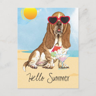 Summer Basset Hound Vykort