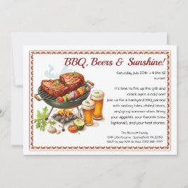 Summer BBQ & Beer Party Invitation – Backyard Cook Inbjudningar