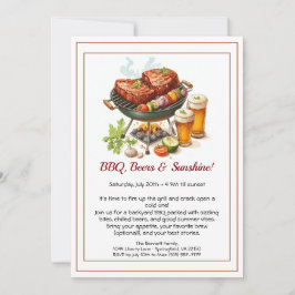 Summer BBQ & Beer Party Invitation – Backyard Cook Inbjudningar