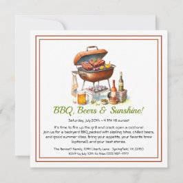 Summer BBQ & Beer Party Invitation – Backyard Cook Julkort