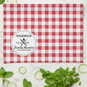 Summer BBQ Grill Cookout Reunion Red Gingham Check Kökshandduk