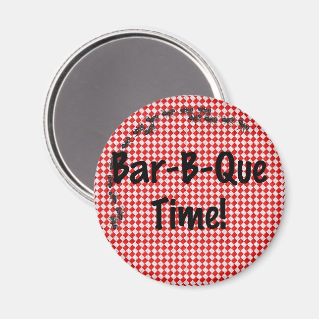 Summer BBQ Picnic på Red Bord Trasa Magnet (Front/Back)