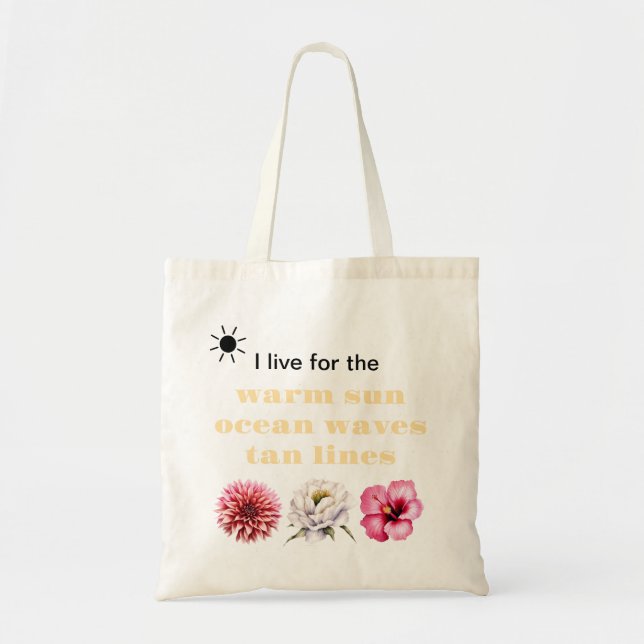 Summer Beach Bag with Flowers and Sun Tygkasse (Framsidan)