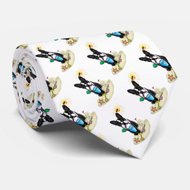 Summer Beach Boston Terrier (svart) - Cute Hund Slips (Rullad)