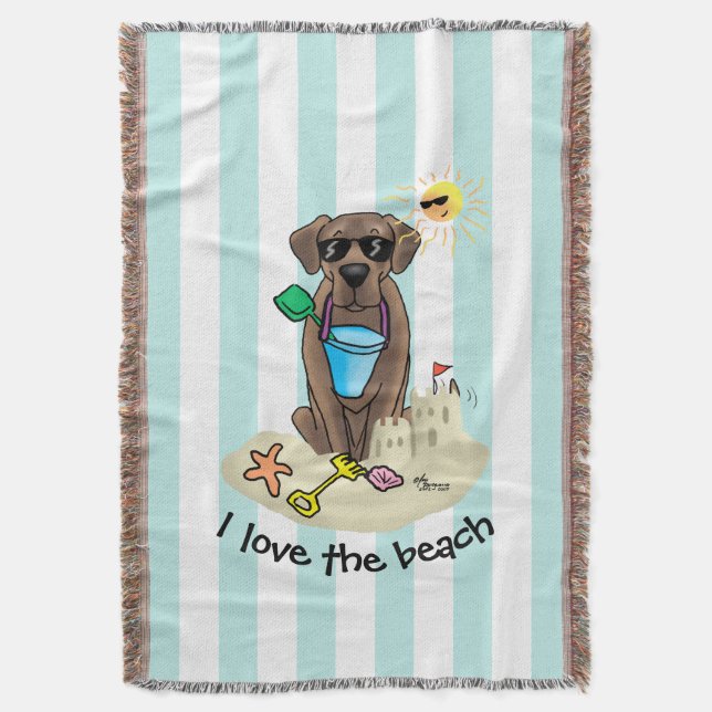 Summer Beach Chocolate Lab Hund Labrador Retriever Filt (Framsidan Vertikal)