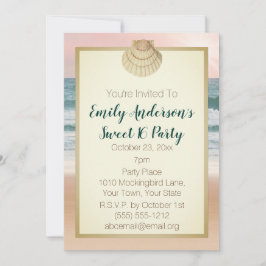 Summer Beach Cream Seashell Rosa Sunset Sweet 16 Inbjudningar