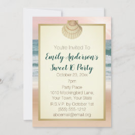 Summer Beach Cream Seashell Rosa Sunset Sweet 16 Inbjudningar