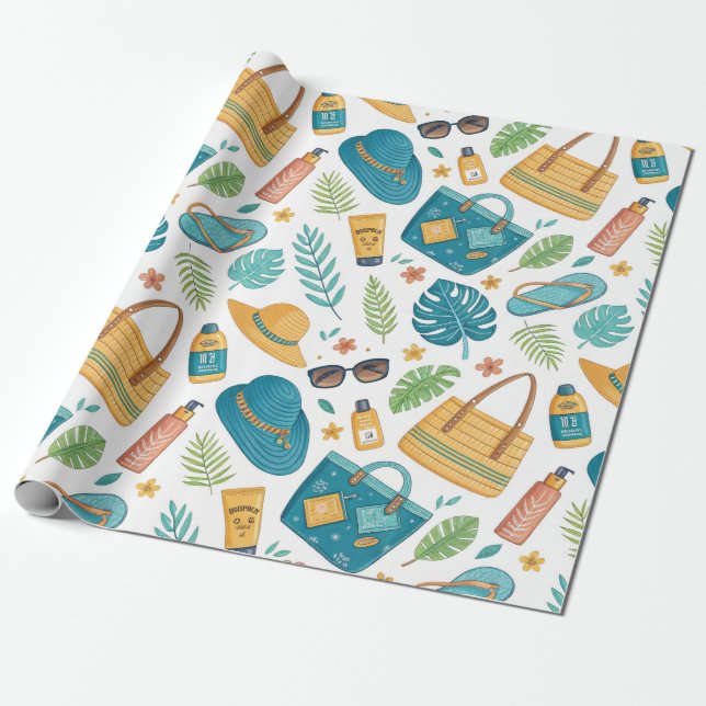 Summer Beach Essentials Pattern (1) Presentpapper (Utrullad)