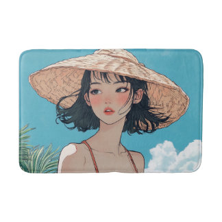 Summer Beach Girl Anime Bath Mat Badrumsmatta
