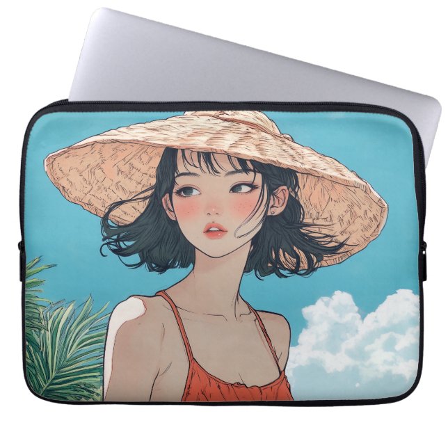 Summer Beach Girl Anime Laptop sleeve (Framsidan)