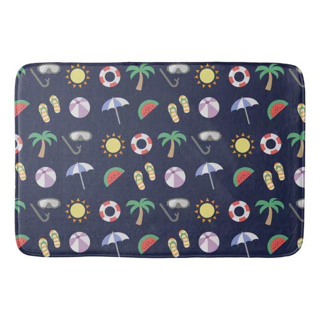 Summer Beach Helgdag Blue Mönster Badrumsmatta (Framsidan)
