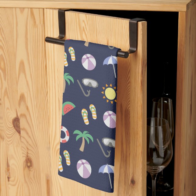 Summer Beach Helgdag Blue Mönster Kökshandduk (Thirds Fold)