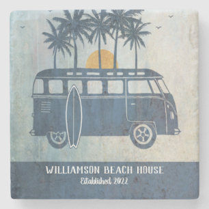 Summer Beach House Retro Surfa Van Monogrammed Stenunderlägg
