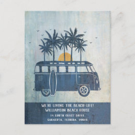 Summer Beach House Retro Van Ny adress Vykort