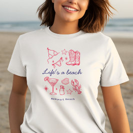 Summer Beach Life Blue Pink Favorites Birthday T Shirt