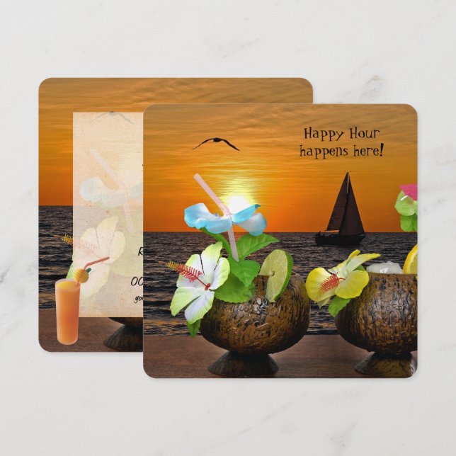 Summer Beach Party inbjudan (Fram/baksida)