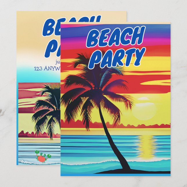 SUMMER BEACH PARTY INBJUDNINGAR (Fram/baksida)