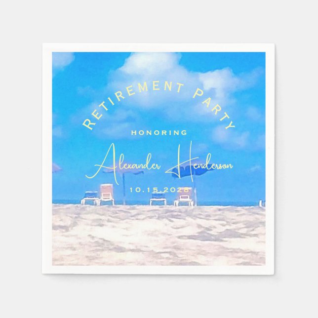Summer Beach Retirement Party Cocktail Pappersservett (Framsidan)