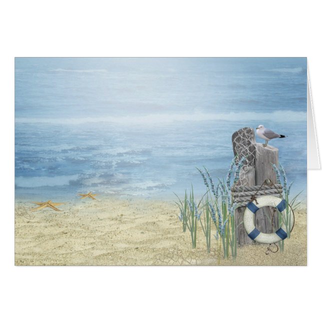 Summer Beach Scene Hälsningskort (Framsidan Horizontal)