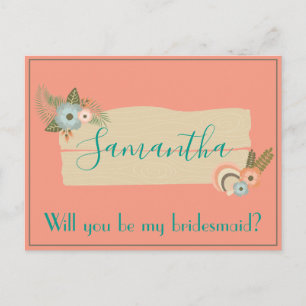 Summer Beach Seashell Bridesmaid Frieri Vykort