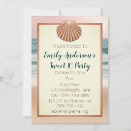 Summer Beach Seashell Rosa Sunset Sweet 16 Inbjudningar