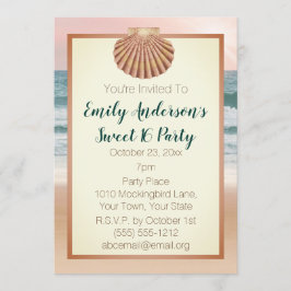 Summer Beach Seashell Rosa Sunset Sweet 16 Inbjudningar