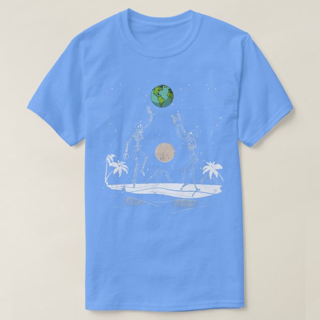 Summer Beach Skeletons Volleyball Earth Space Cosm T Shirt (Design framsida)