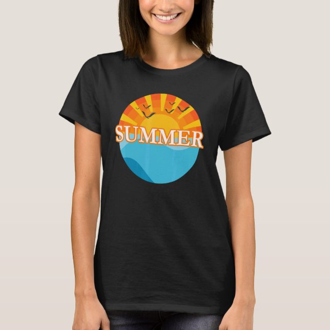 Summer Beach Sunset T Shirt (Framsida)