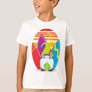 Summer Beach Surfing Gnome T Shirt
