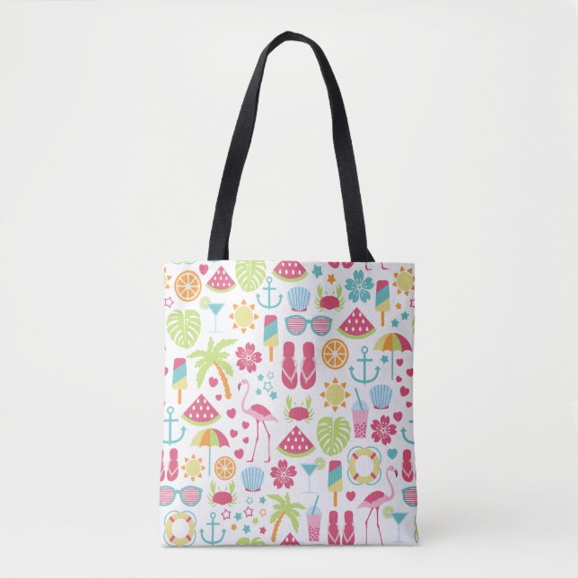 Summer Beach Theme Tote Tygkasse (Framsida)