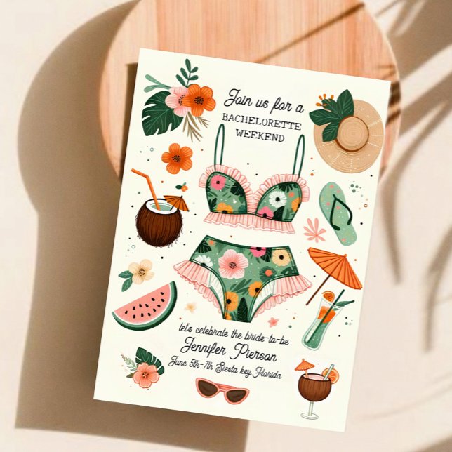 Summer Beach Tropical Bachelorette Helg Party Inbjudningar (Skapare uppladdad)