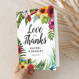 Summer Beach Tropical Blommigt Bröllop Tack Kort
