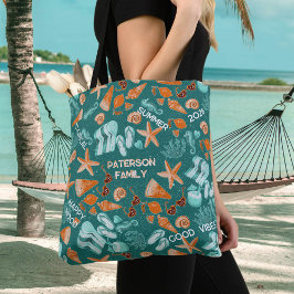 Summer Beach Vibes Family Trip Retro Teal Custom Tygkasse