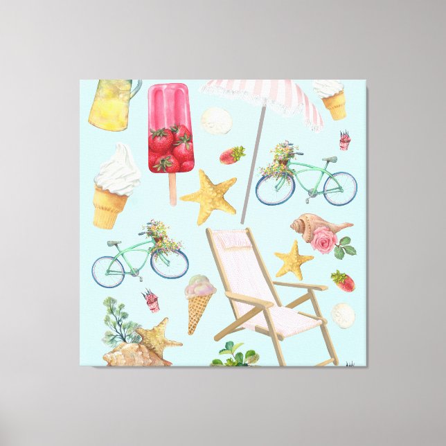 Summer Beach Vibes på Blue Canvastryck (Framsida)