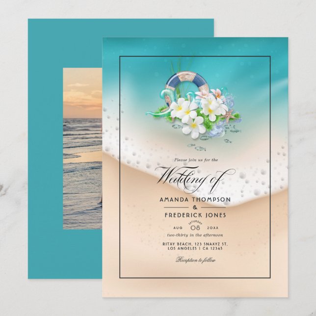 Summer Beach Wedding Inbjudningar (Fram/baksida)