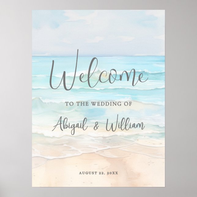 Summer Beach Wedding Welcome Sign Poster (Framsidan)