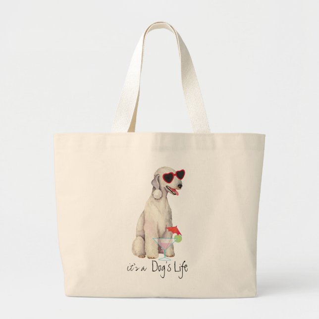 Summer Bedlington Terrier Large Tote Bag Jumbo Tygkasse (Framsidan)