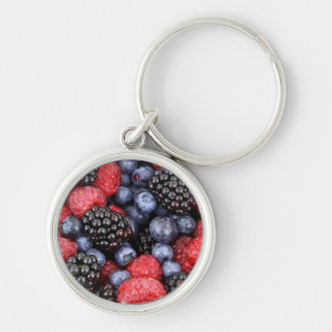 Summer Berries Keychain Rund Silverfärgad Nyckelring