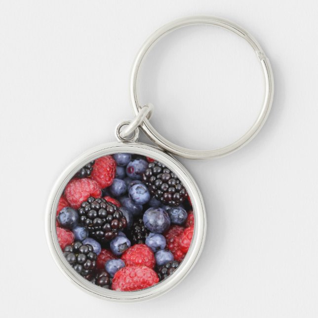 Summer Berries Keychain Rund Silverfärgad Nyckelring (Framsidan)
