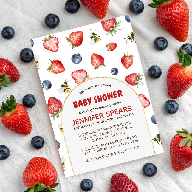 Summer Berry Sweet Watercolor Baby Shower Inbjudningar (Summer Berry Sweet Watercolor Baby Shower Invitation)
