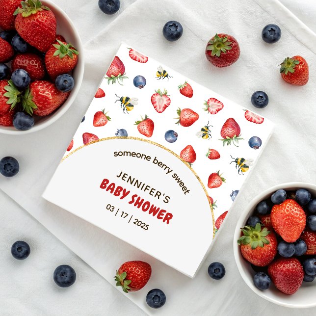 Summer Berry Sweet Watercolor Baby Shower Pappersservett (Summer Berry Sweet Watercolor Baby Shower Napkins)