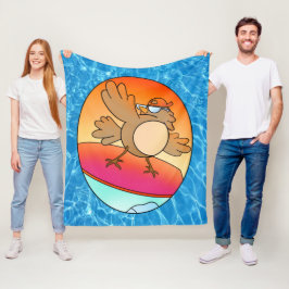 Summer Bird Surfer Fleece Blanket