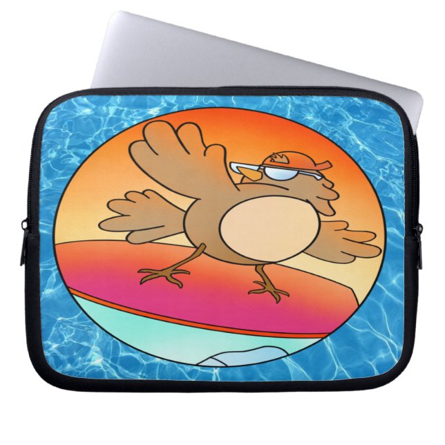 Summer Bird Surfer Laptop Fodral (Framsidan)
