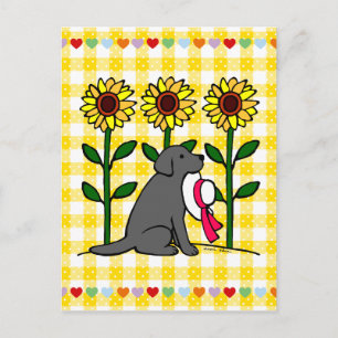 Summer Black Labrador med solblommor Vykort