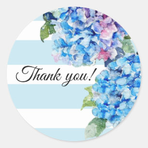 Summer Blue Hydrangeas Tack Runt Klistermärke