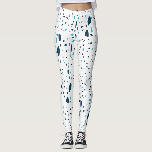 Summer Blue Terrazo Leggings (Framsida)