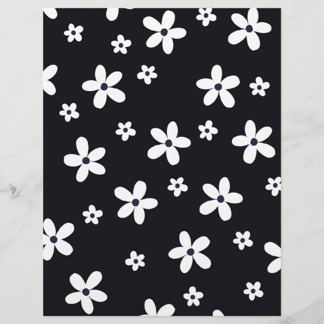 Summer Boho Black White Daisy Flowers Brevhuvud (Framsida)