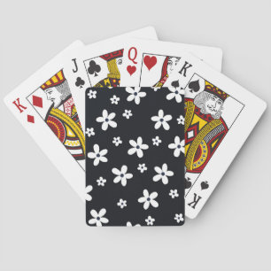 Summer Boho Black White Daisy Flowers Casinokort