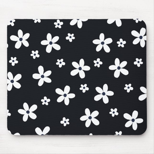 Summer Boho Black White Daisy Flowers Musmatta (Framsidan)