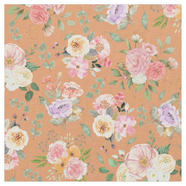 Summer Boho Blommigt om Orange Tyg (Närbild)